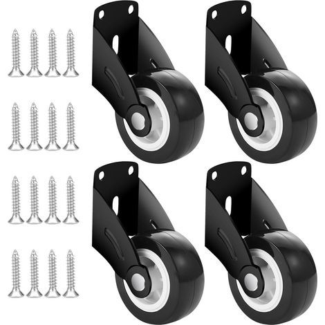 Lot de 4 roulettes de portail pour porte inférieure - Roulettes à ressort pour porte anti-chute - Roulettes pivotantes à ressort en caoutchouc - Roulettes pivotantes à ressort - Roulettes silencieuses (1/5)