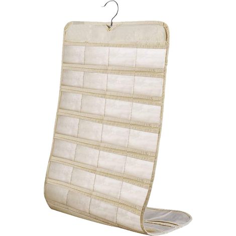 Pochette Suspension Bijoux - 80 Compartiments Double Face - Fenêtre PVC Transparente - Avec Cintre - Pour Rangement Maison (1/5)