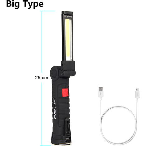 Lampe de travail multifonctionnelle USB COB magnétique pour réparation automobile, lumière rouge LED, voyant d'avertissement, lampe torche anti-éblouissement, lampe de maintenance W52 L 1200 mA (1/5)