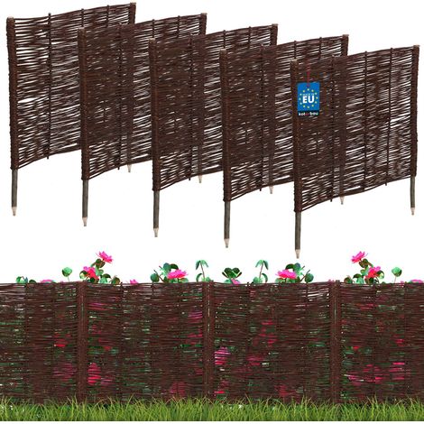 KOTARBAU® Lot de 5 Clôture Bois  - Bordure Jardin Extérieur - 60 x 60 cm - Bordure de Jardin en Osier à Planter - Marron - Cloture en Osier - Décoration Extérieure (1/5)