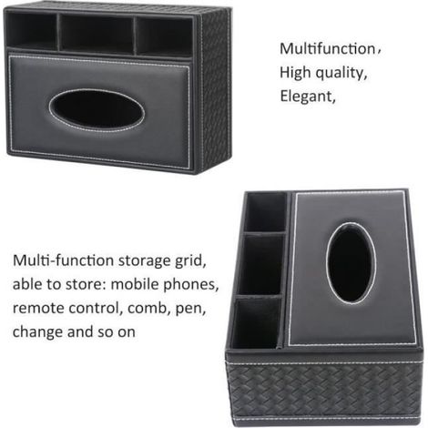 Boîte de Rangement Multifonction en cuir PU pour stylo à crayons, télécommande, mouchoirs, pour maison bureau (1/4)