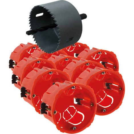 – Lot de 10 boîtes d'encastrement placo Ø67mm – Fixation par vissage – Résistance au feu 850°C – Pour installations électriques sécurisées