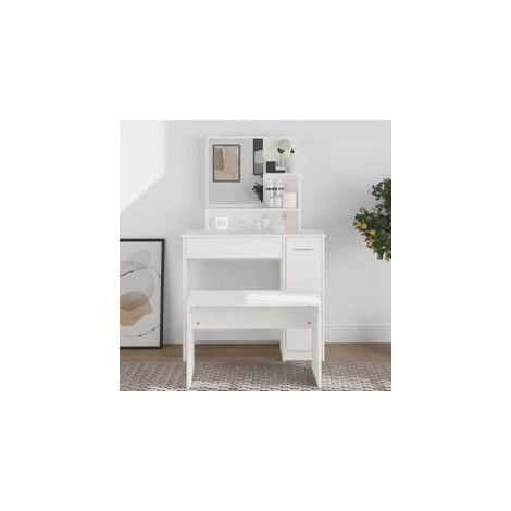 Coiffeuse avec miroir blanc 86,5x35x136 (1/5)