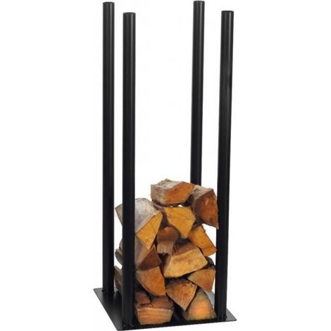 Porta-legna in acciaio nero 30x30x90 cm (1/4)