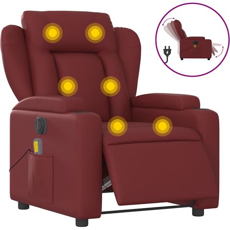 vidaXL Elektrischer Massage-Sessel Rot Bordeaux