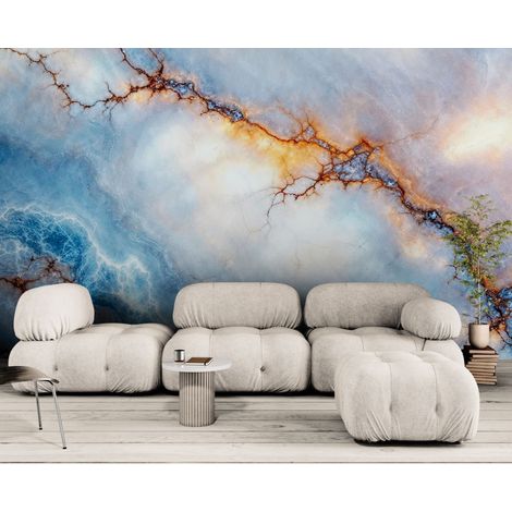 Papier peint Texture – Marbre bleu et veine cuivrée - 150 x 250 cm (1/2)