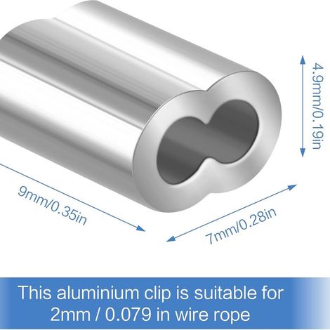 50 pièces de manchons doubles en aluminium, manchons de câble en acier de 3 mm et colliers de serrage à bague en aluminium avec double embout. (1/5)