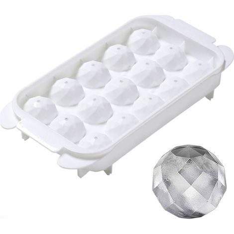 Ortviai Moule à Glace Sphérique en PP avec Couvercle – Idéal pour Whisky, Cocktails et Sucettes, 15 Compartiments, Blanc (1/4)