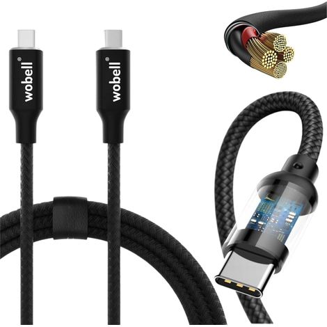 Câble USB-C/USB-C Blashorn, gaine tressée en nylon résistant, charge rapide QC 3.0, 2,4 A, 1,8 m (1/5)