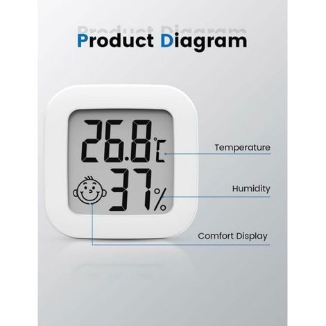 Mini Thermomtre Hygromtre Intrieur Digital Haute Prcision-Thermo Hygromtre Indicateur du Niveau de Confort (1/5)