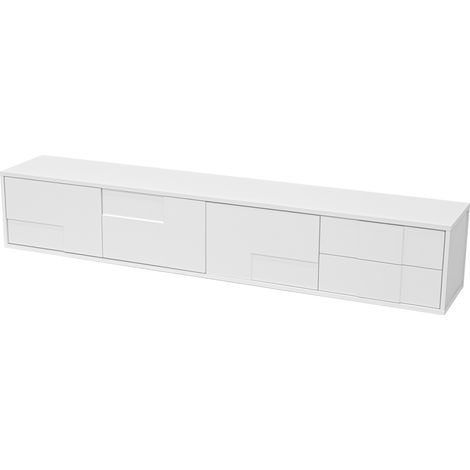 ELVMI TV-Lowboard mit 3 Türen und 2 Schubladen, griffloser Front, Hochglanz, für Wohnzimmer, aus MDF, 170 × 30 × 30.5 cm, Weiß (1/5)
