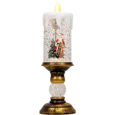 Boule à neige sans flamme alimentée par piles USB, avec lumière tournante et effet scintillant, idéale pour la décoration intérieure et extérieure de Noël. Décoration de Noël pour la maison et l'extér (1/5)