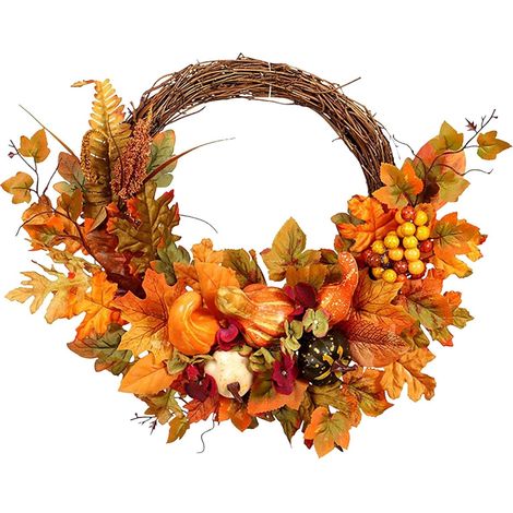 Couronne Automne Porte - Feuilles Érable Décor Thanksgiving