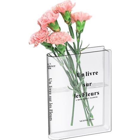 Book Shape Vase, Clear Acrylic Vase, Book Shape Vase, Tulip Vase, Book Shape Vase for Flowers, Bedroom, Living Room, Office, Tabletop Decoration MUMU (1/4)