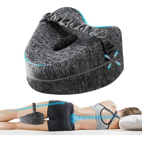 Oreiller pour genoux édition améliorée 2026 pour les personnes dormant sur le côté, oreiller orthopédique en mousse à mémoire de forme gris (1/5)