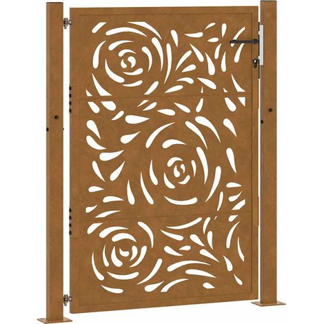 Porte de jardin，Portail de jardin，Portillon acier résistant aux intempéries design flamme CFW89153 (1/5)