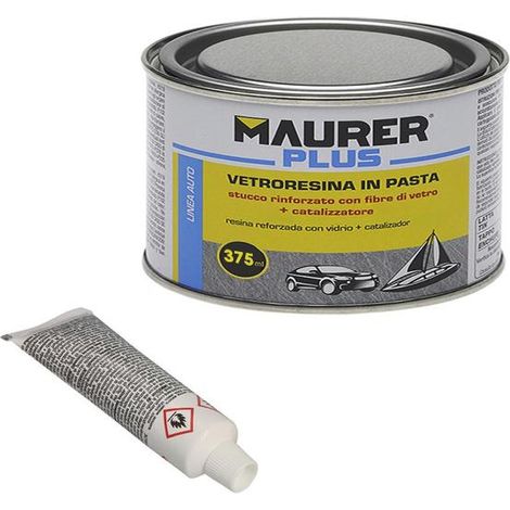 MAURER masilla fibra vidrio 375 ml. (con endurecedor) , Masilla fibra vidrio - Medida: 3750 ml. - Instrucciones:- Limpie a fondo la superficie a tratar y asegures