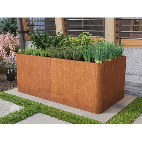 PRIMEYARD Huerto urbano MARIO, acero corten, 146x80x80 cm, aspecto óxido (1/5)