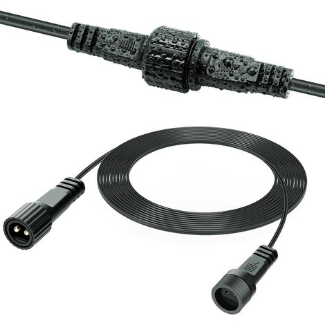 Câble de Rallonge 10M 2 Pôles Connecteur pour Lumières de Noël, IP65 Étanches Prolongateur Electrique avec Connecteur pour Guirlande Lumineuses G40, Lumières de Noël, Glaçons, Filet Extérieur (1/5)