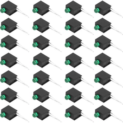 Kit de 100 diodes LED 3 mm avec support, fixation latérale à un trou, accessoires industriels, lumière verte