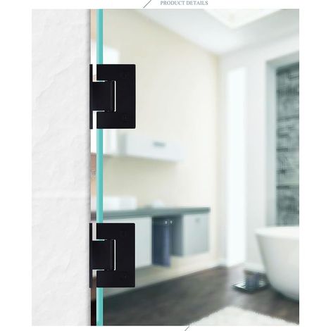pince de salle de bain,charnière de porte en verre fixe bidirectionnelle,acier inoxydable,rangement pour vitrine d'armoire noir (1/3)