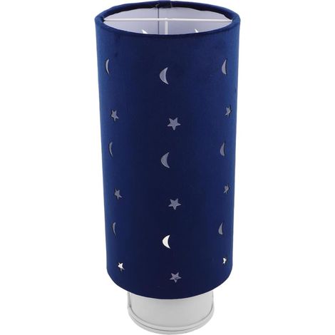 Lampe de Table Bleue Abat-jour en Tissu et Design Ajouré Élégant (1/5)