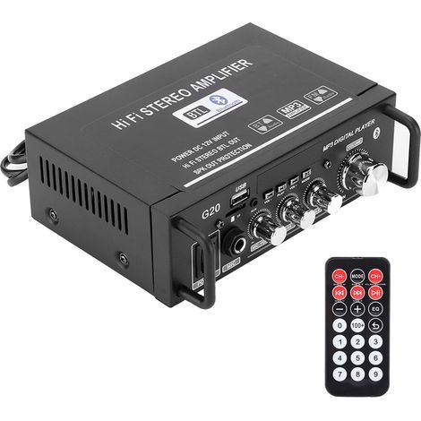 2-Kanal-Stereo-Leistungsverstärker, Mini-Smart-Bluetooth-USB/FM-Verstärker mit Fernbedienung, 220-V-Eurostecker (1/5)