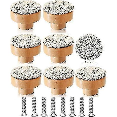 Lot de 8 boutons de tiroir en rotin style bohème, compatibles avec la décoration de meubles Zekai (1/5)