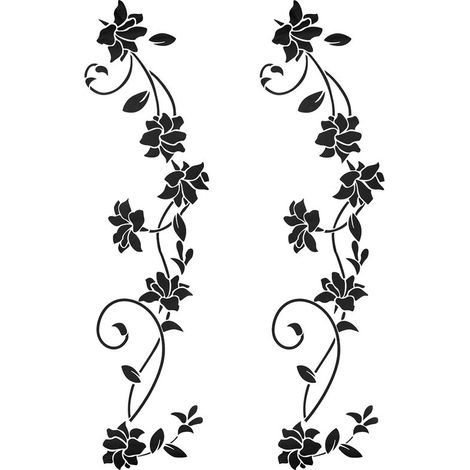 2pcs autocollants muraux noirs ornements ensemble auto-adhésif pour décoration murale,fleurs,vrilles,vigne,autocollants adhésifs,peintures murales pour salon,chambre,hall d'entrée porte fenêtres (1/5)