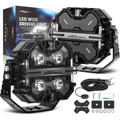 Kit luci LED quadrate da 5" 212W, luci di guida fuoristrada RGB, sfondo DRL 12V (1/5)