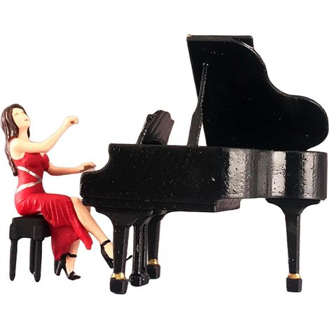 Modellino di pianista in scala 1/64, oggetto di scena decorativo per foto, in piccola scala, regalo per bambini e adulti, rosso e nero (1/5)