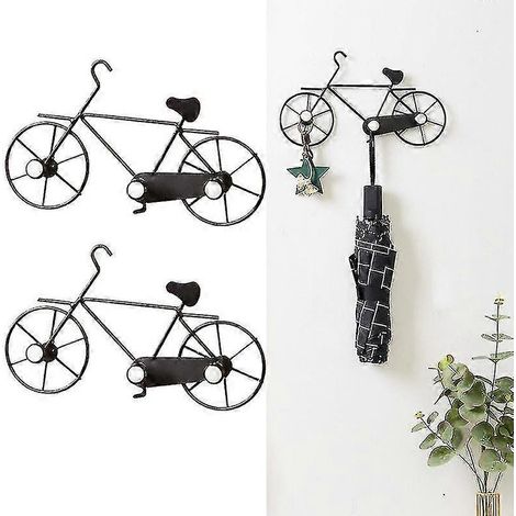Eisen-Fahrradhaken, Wandgarderobe, Fahrrad-förmiges Kleiderhakenregal, dekorativer Fahrradhaken, 2 Stück (schwarz) (1/5)