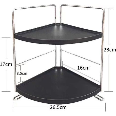 Organizzatore angolare a 2 livelli per il bagno: scaffale portaoggetti senza attrezzi in plastica robusta, design compatto e moderno per lavabo.