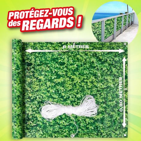 Brise vue en PVC décor feuillage vert 6m – Hauteur 90cm – Facile à poser pour intérieur et extérieur – Lavable à la main – Outiror (1/5)