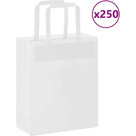 Papiertragetaschen 250 Stk. mit Henkeln Weiß 18x8x22 cm
