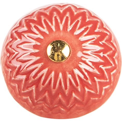 Bouton de Porte et de Tiroir de Meuble en Céramique Rouge et Beige - Ø 4 x 3 cm - PANGIVO (1/2)
