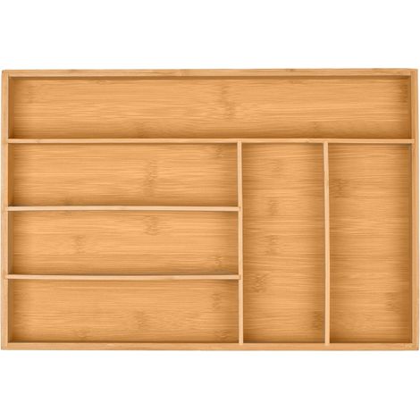 Bamboo cutlery tray with 6 compartments