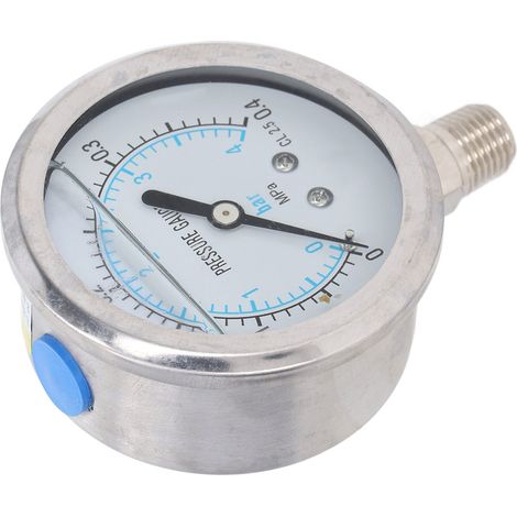 Manomètre à vide radial antichoc en acier inoxydable pour usage industriel et domestique, filetage NPT 1/4", 0 à 0,4 MPa (1/5)