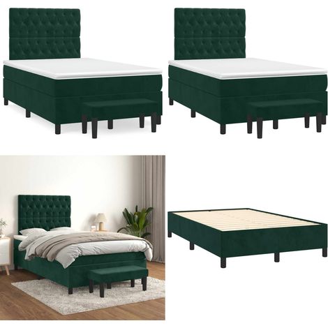 Sommier à lattes de lit avec matelas vert foncé 120x190 cm - Sommier à lattes - Matelas à ressorts ensachés (1/5)