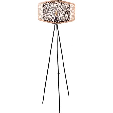 Lampada de lampada da terra in bambù d.49xh.145cm 1xe27 in bambù nero e naturale (1/5)