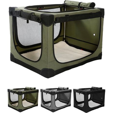 Faltbare Hundebox für mittlere Hunde, Transportbox Auto, Grün, 106x78x78cm (1/5)