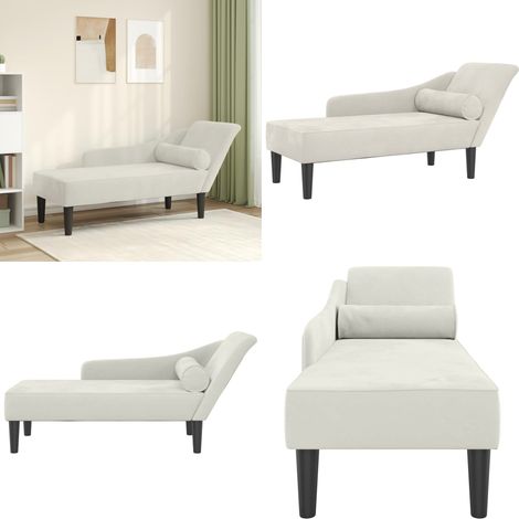 Chaiselongue mit Kissen Creme Samt - Sitzkissen - Samt (1/5)