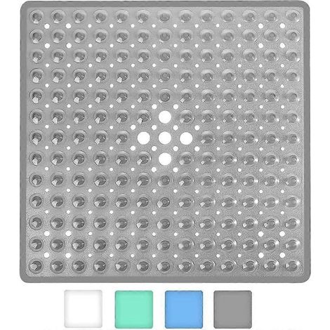 Tapis de bain carré antidérapant (Gery) avec ventouses - Durable et élégant - Tapis de douche antidérapant - Design moderne - Ventouses de qualité - Lavable en machine (1/5)