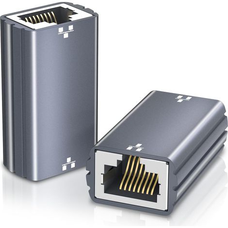Coupleur RJ45 Ethernet, Raccord RJ45 Femelle vers Femelle 10Gbps, LAN Rallonge Connecteur Adaptateur Réseau Compatible avec Câble Ethernet Cat 8/7/6/5/5e - Lot de 2 (1/5)