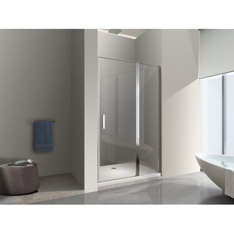 Nala – Porte de douche 6 mm avec verre trempé et porte battante – Hauteur 190 cm – Aluminium chromé antibactérien – Étanchéité maximale