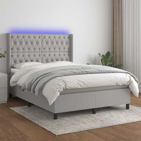 vidaXL Lit à ressort LED avec tête de lit 140 x 200 cm tissu (1/5)