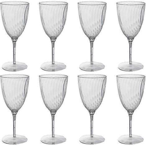 Lot de 8 gobelets jetables de 240 ml, verres à vin rouge et à champagne.-16.50X7.00X7.00CM-Transparent