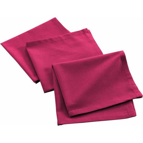 Lot de 3 Serviettes de Table "Mistral" 40x40cm Fuchsia (1/2)