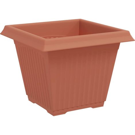Set di 24 vasi da fiori quadrati 43 x 43 x 33,5 cm design minimalista versatile in plastica rosso mattone 020059372