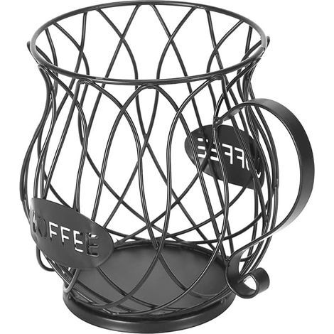 Aufbewahrungskorb für Kaffeekapseln, originelles schwarzes Design, perfektes Kaffeezubehör mit großem Fassungsvermögen, schwarz (1/4)